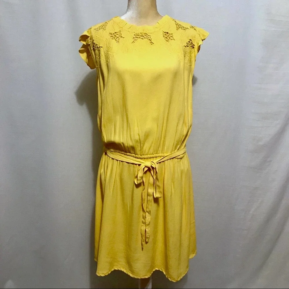 Loft Plus Size NWT Yellow Floral Ruffle Dress Women Various - Picture 1 of 14